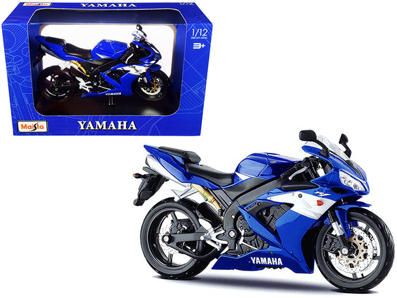 PACK OF 2 - 2004 Yamaha YZF-R1 Blue Bike with Plastic Display Stand 1/12 Diecast Motorcycle Model by Maisto