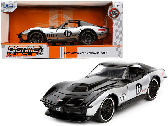 PACK OF 2 - 1969 Chevrolet Corvette Stingray ZL-1 #6 Black and Silver Bigtime Muscle