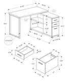 47.25" x 47.25" x 29.5" Grey Silver Particle Board Hollow Core Metal  Computer Desk With A Hollow Core