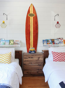 Vintage Look Red Surfboard Wall Art