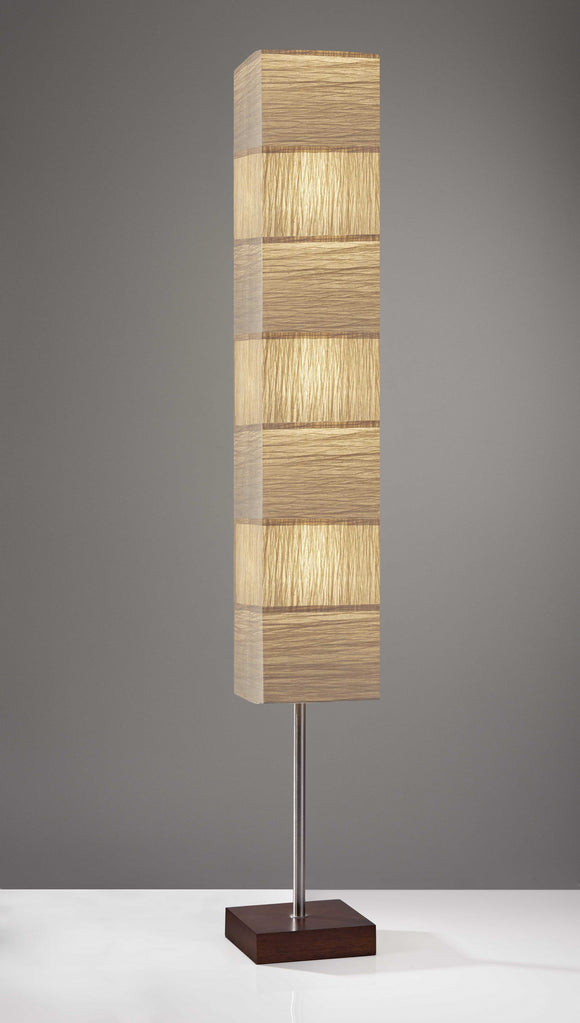 ZigZag Tall Paper Shade Floor Lamp With Walnut Wood Base