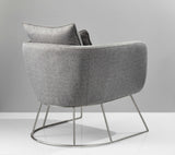29" X 27.5" X 32.5" Light Grey Soft Textured Fabric and Brushed Steel Chair