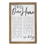 "Our Home" Metal & Wood Framed Wall Art