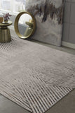 6' x 9' Ivory or Grey Faded Geometric Lines Indoor Area Rug