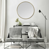 Round Wall Mirror with Matte Gold Finish