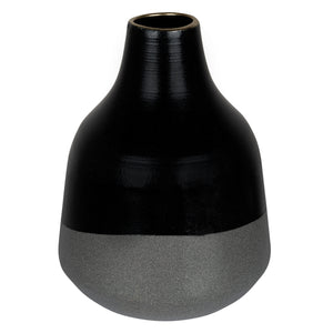 Dora Small Cement Gray and Black Dipped Vase