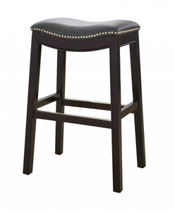 30" Espresso and Gray Saddle Style Counter Height Bar Stool