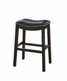 25" Espresso and Black Saddle Style Counter Height Bar Stool