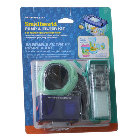[Pack of 2] - Penn Plax Smallworld Air Pump & Water Filter Kit Air Pump & Filter Kit
