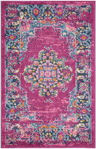 2’ x 3’ Fuchsia and Blue Distressed Scatter Rug