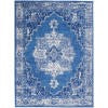 6’ x 9’ Navy Blue and Ivory Persian Medallion Area Rug
