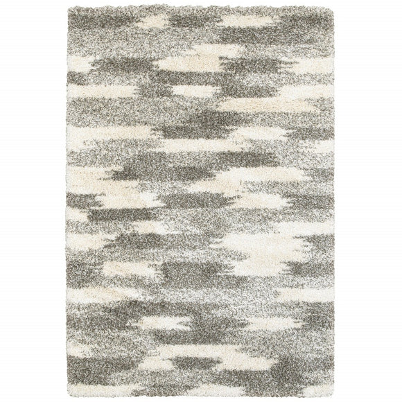 10’ x 13’ Gray and Ivory Geometric Pattern Area Rug