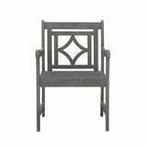Distressed Dining Armchair with Decorative Back