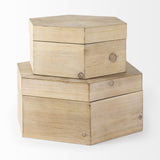 Set of Two Hexagonal Wooden Boxes