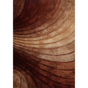 "3D Shaggy" Hand Tufted Area Rug Two Tone Brown Swirl