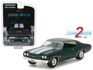 PACK OF 2 - 1970 Chevrolet Chevelle SS 396 Green with White Stripes John Wick: Chapter 2"" (2017) Movie ""Hollywood Series"" Release 18 1/64 Diecast Model Car by Greenlight""""