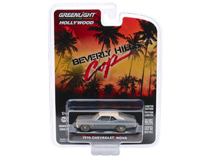 PACK OF 2 - 1970 Chevrolet Nova Blue Metallic with White Top (Unrestored) Beverly Hills Cop"" (1984) Movie ""Hollywood Series"" Release 27 1/64 Diecast Model Car by Greenlight""""