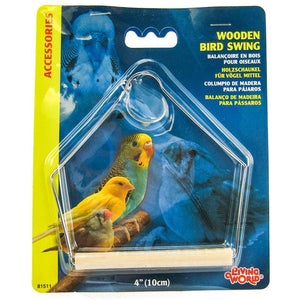 [Pack of 4] - Living World Wood Perch Bird Swings 4" Long x 5" High