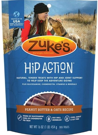[Pack of 2] - Zukes Hip Action Dog Treats - Peanut Butter & Oats Recipe 1 lb