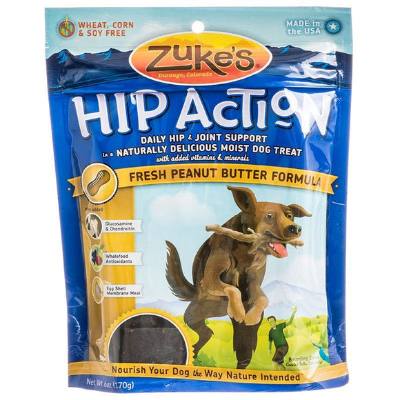 [Pack of 3] - Zukes Hip Action Dog Treats - Peanut Butter & Oats Recipe 6 oz