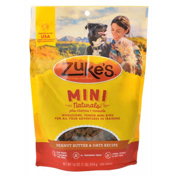 [Pack of 2] - Zukes Mini Naturals Dog Treats - Peanut Butter & Oats Recipe 1 lb