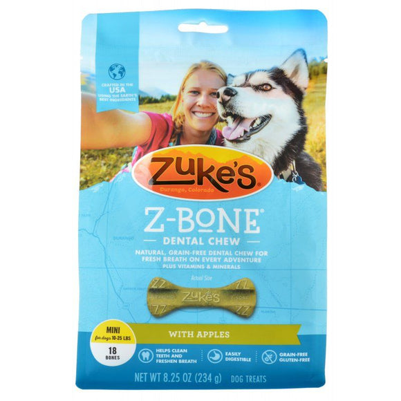 [Pack of 2] - Zukes Z-Bones Dental Chews - Clean Apple Crisp Mini (18 Pack - 9 oz)