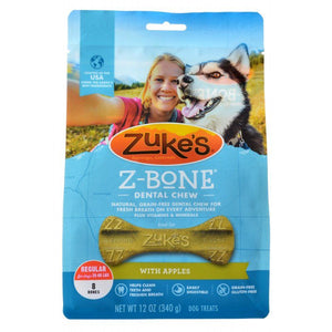 [Pack of 2] - Zukes Z-Bones Dental Chews - Clean Apple Crisp Regular (8 Pack - 12 oz)