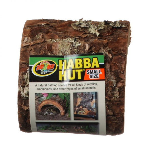 [Pack of 4] - Zoo Med Habba Hut Natural Half Log with Bark Shelter Small (3.25