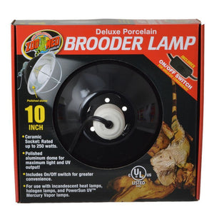[Pack of 2] - Zoo Med Delux Porcelain Brooder Lamp - Black Up to 250 Watts (10" Diameter)