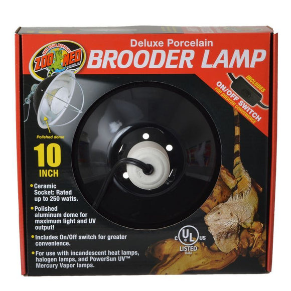 [Pack of 2] - Zoo Med Delux Porcelain Brooder Lamp - Black Up to 250 Watts (10