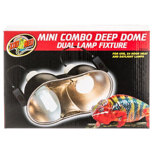 [Pack of 2] - Zoo Med Mini Combo Deep Dome Lamp Fixture - Black Up to 100 Watts - Each Socket