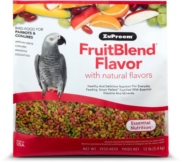 ZuPreem FruitBlend Flavor Bird Food for Parrots & Conures 12 lbs