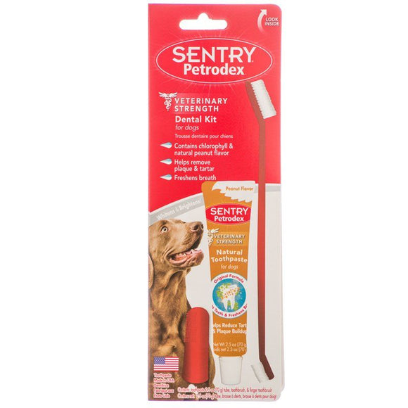 [Pack of 3] - Petrodex Dental Kit for Dogs - Peanut Butter Flavor 2.5 oz Toothpaste - 8.25