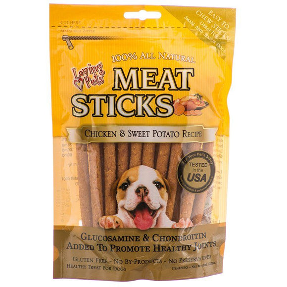 [Pack of 4] - Loving Pets Meat Sticks Dog Treats - Chicken & Sweet Potato 8 oz