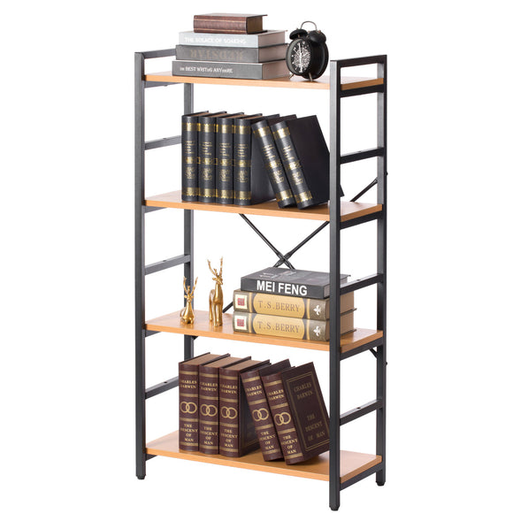 Industrial Style Wood and Metal Bookcase Medium