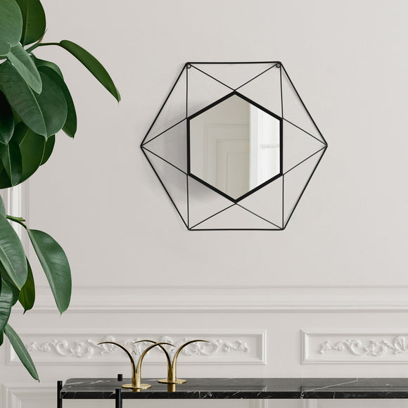 Decorative Star Shaped Black Metal Frame Modern Wall Mounted Geometric Mirror