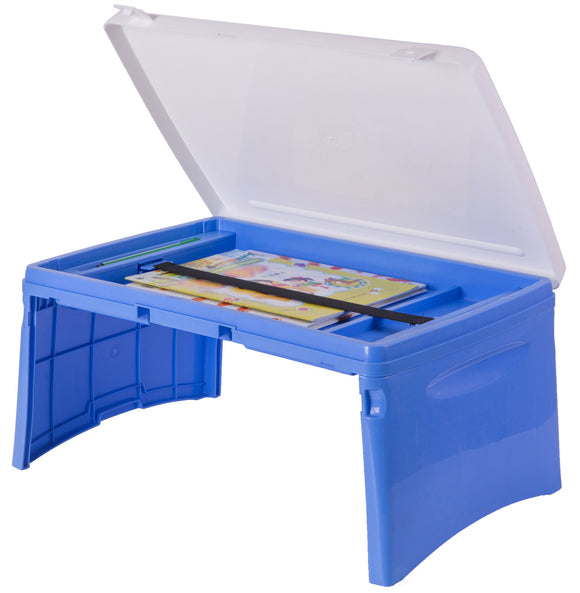 Blue and White Kids Portable Fold-able Plastic Lap Tray