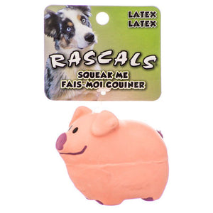 [Pack of 4] - Rascals Latex Pig Dog Toy - Pink 2.75" Long