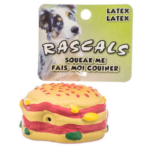 [Pack of 4] - Rascals Latex Hamburger Dog Toy 2.5" Diameter