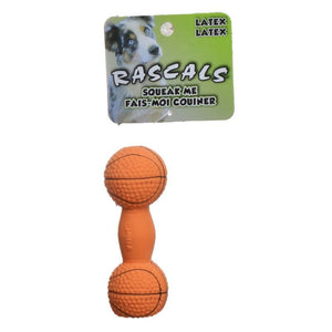 [Pack of 4] - Rascals Latex Basketball Dumbbell Dog Toy 4" Long