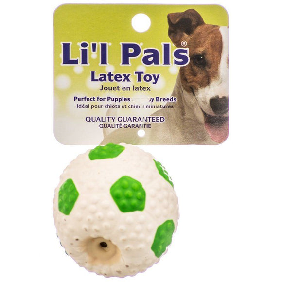 [Pack of 4] - Lil Pals Latex Mini Soccer Ball for Dogs - Green & White 2