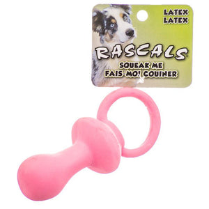 [Pack of 4] - Rascals Latex Pacifier Dog Toy - Pink 4.5" Long