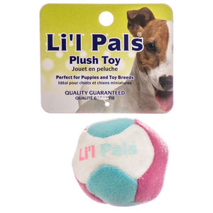 [Pack of 4] - Lil Pals Multi Colored Plush Ball with Bell for Dogs 1.5" Diameter