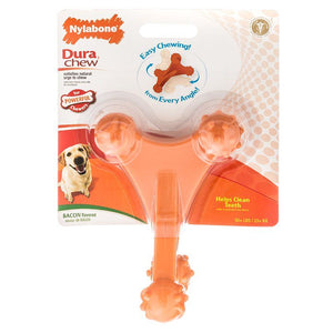 [Pack of 3] - Nylabone Dura Chew Axis Bone Chew Toy - Bacon Flavor For Dogs over 50 lbs - (6" Long x 4.5" Wide)