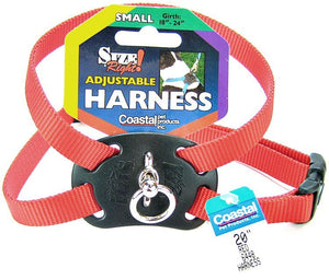 [Pack of 3] - Coastal Pet Size Right Nylon Adjustable Harness - Red Small - (Girth Size 18"-24")