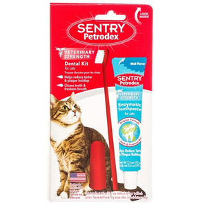 [Pack of 3] - Petrodex Dental Kit for Cats with Enzymatic Toothpaste 2.5 oz Toothpaste - 6" Brush - Finger Brush