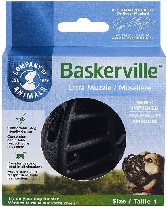 [Pack of 3] - Baskerville Ultra Muzzle for Dogs Size 1 - Dogs 10-15 lbs - (Nose Circumference 8.6