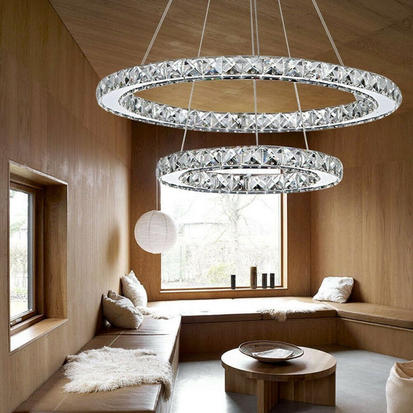 Chandelier LED Double Ring Hanging Light Fixture