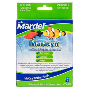 [Pack of 3] - Mardel Maracyn Antibacterial Aquarium Medication - Powder 8 Count - (8 x 0.021 oz Powder Packets)