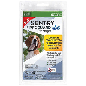 [Pack of 2] - Sentry Fiproguard Plus IGR for Dogs & Puppies Medium - 3 Applications - (Dogs 23-44 lbs)